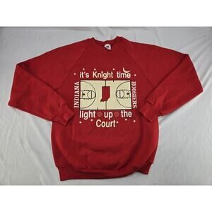 Vintage Indiana Hoosiers Bob Knight Time Sweatshirt Red‎ Crew Neck Sweater USA L